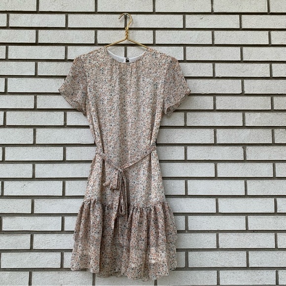 Anthropologie The East Order Cosette Floral Belted Ruffle Mini Dress - Picture 3 of 14
